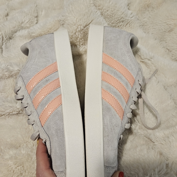 Adidas Women's Gray and Peach Sneakers - Picture 6 of 10